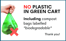 No plastic bags in green cart 1